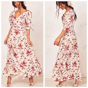 NWT LoveShackFancy 0 Lenny Malbec Floral Maxi Dress